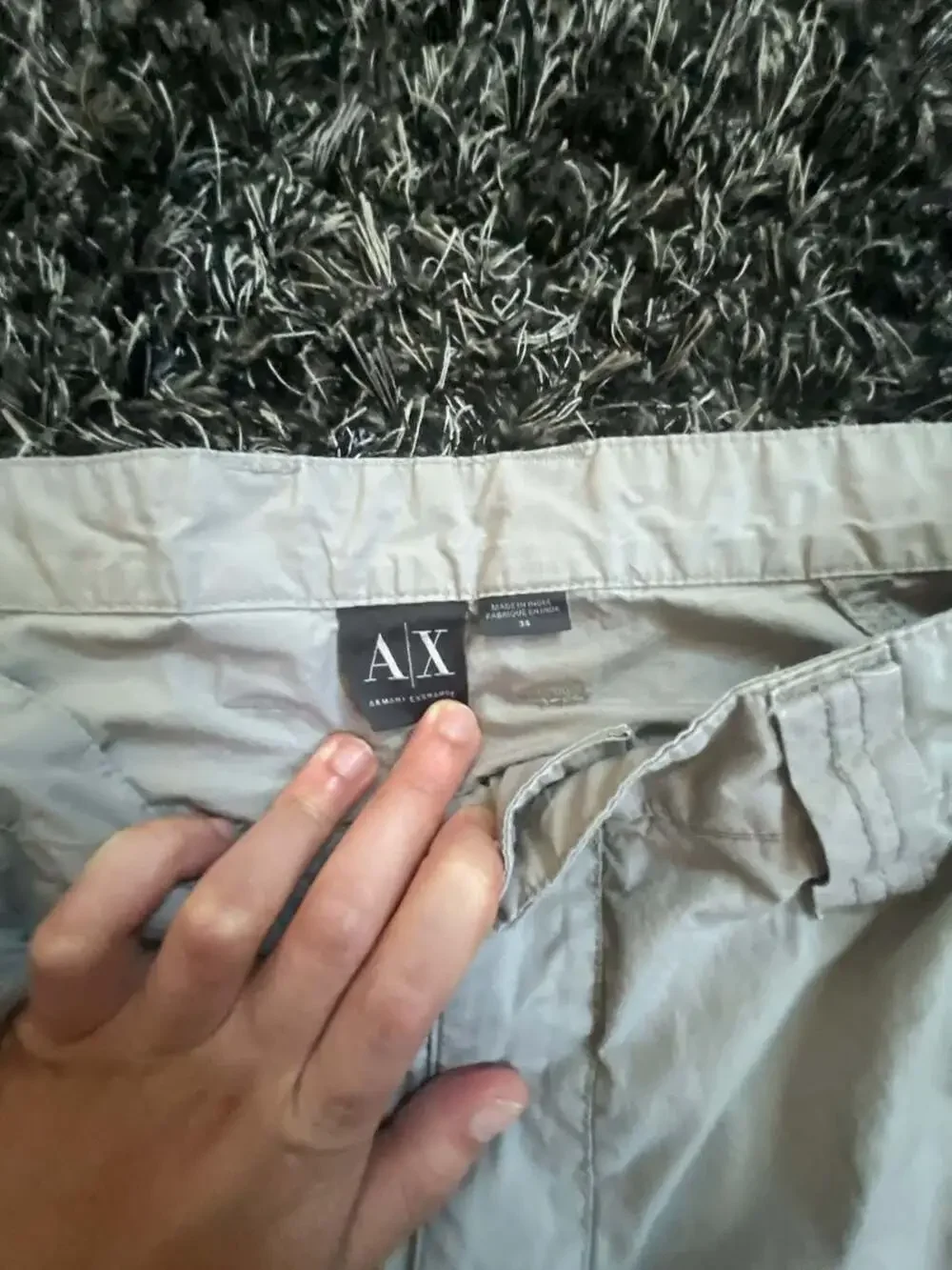 Armani Exchange Men's Beige Utility Cargo Pants